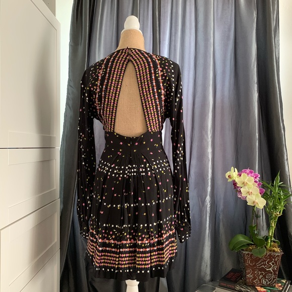 Free People Size 6 Polka Dot Long Sleeve Dress - Picture 2 of 6